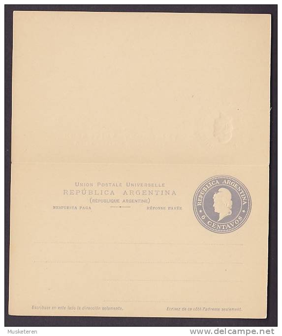 Argentina UPU Postal Stationery Ganzsache Entier W. Résponse Payée 6 Centavos Embossed (2 Scans) - Interi Postali