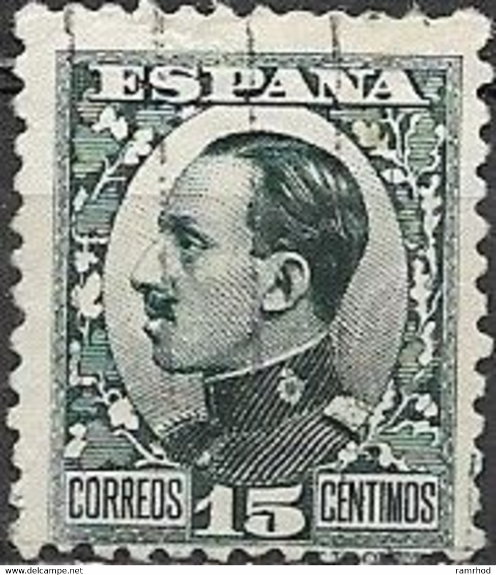 SPAIN 1930 Alfonso XIII - 15c Green FU - Usados