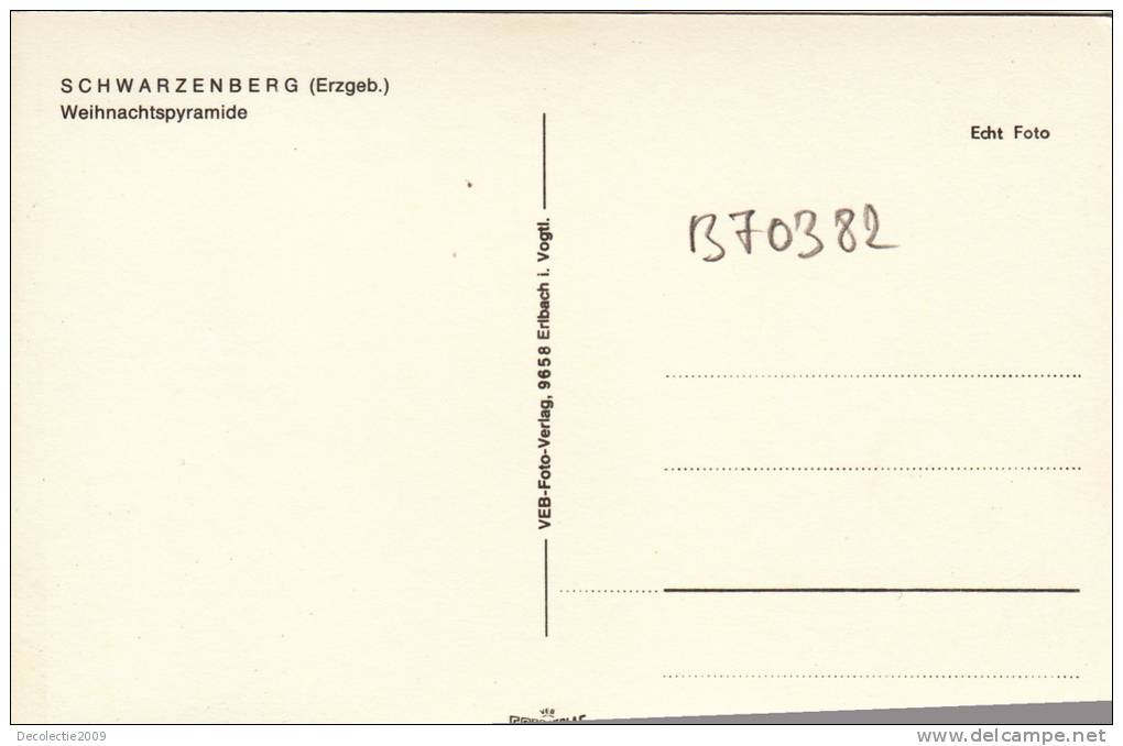 B70382 Schwarzenberg Erzgebirgskreis Not Used Perfect Shape 2 Scans - Schwarzenberg (Erzgeb.)