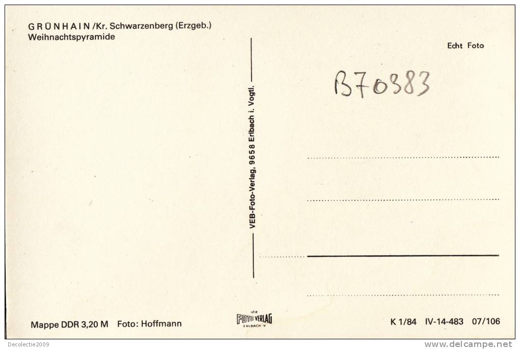 B70383 Schwarzenberg Erzgebirgskreis Grunhain Not Used Perfect Shape 2 Scans - Schwarzenberg (Erzgeb.)