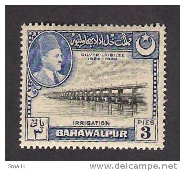 BAHAWALPUR 1948 Three Pies Silver Jubilee Irrigation Barrage Stamp MNH - Asia (Other)