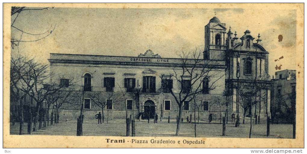 TRANI OSPEDALE   PIAZZA GRADENICO   BARI PUGLIA NON VIAGGIATA COME DA FOTO PICCOLE MACCHIE LATO DX - Trani