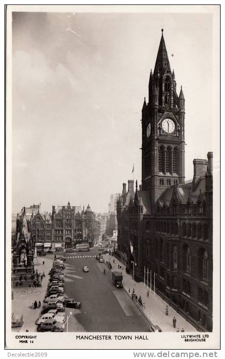 B70419 Manchester Town Hall Cars Voitures Used Perfect Shape 2 Scans - Manchester