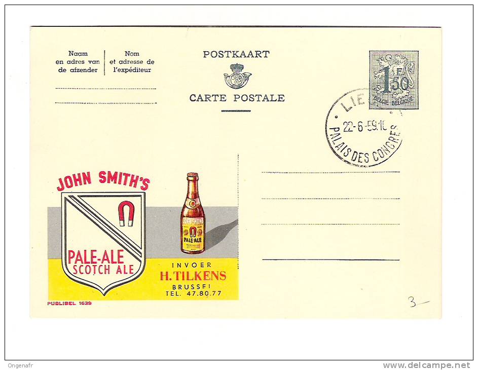 Belgique: Publibel Obl. N° 1639 (John Smith's  Pale-ale  Scotch Ale) Obl: LIEGE  22/06/1959 - Bier