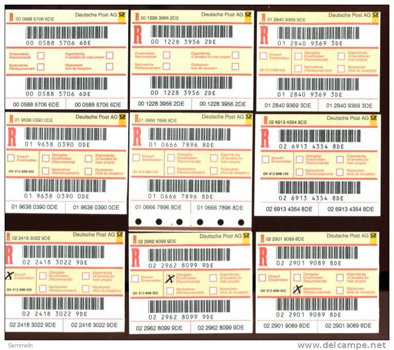 0295 - BUND / GERMANY - Die =neuen= R-Zettel - 9 Verschiedene Ausführungen - ANSEHEN - R- & V- Labels