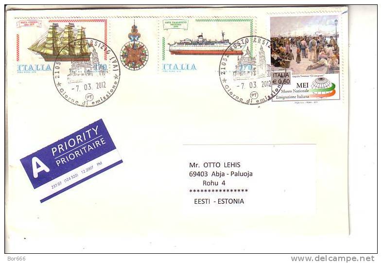 GOOD ITALY Postal Cover To ESTONIA 2012 - Good Stamped: Art / Tommasi ; Ships - 2011-20: Gebraucht