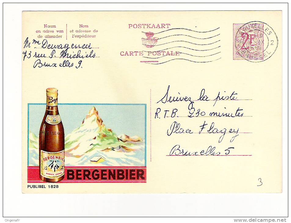 Belgique: Publibel Obl. N° 1828 (BERGENBIER, Moutain, Suisse: Cervin) Obl: Bruxelles: 1961 - Bier