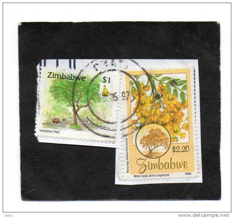 ZIMBABWE   2 Timbres 1$ Et 2,20 $   Année 1995 Et 1996   (sur Fragment Oblitérés) - Zimbabwe (1980-...)