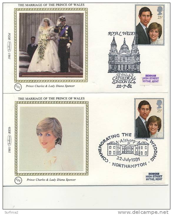 BENHAM SILK COVERS - FDC - 1981 ROYAL WEDDING - 1981-1990 Decimal Issues
