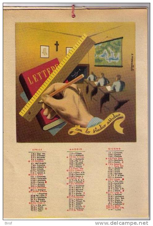 CALENDARIO ANNO 1942 ILLUSTRATORE  MERCATALI ( MISURE 17.5X 25 - ISTITUTO CESARE BECCARIA MILANO - PIAZZA FILANGERI - Formato Grande : 1941-60