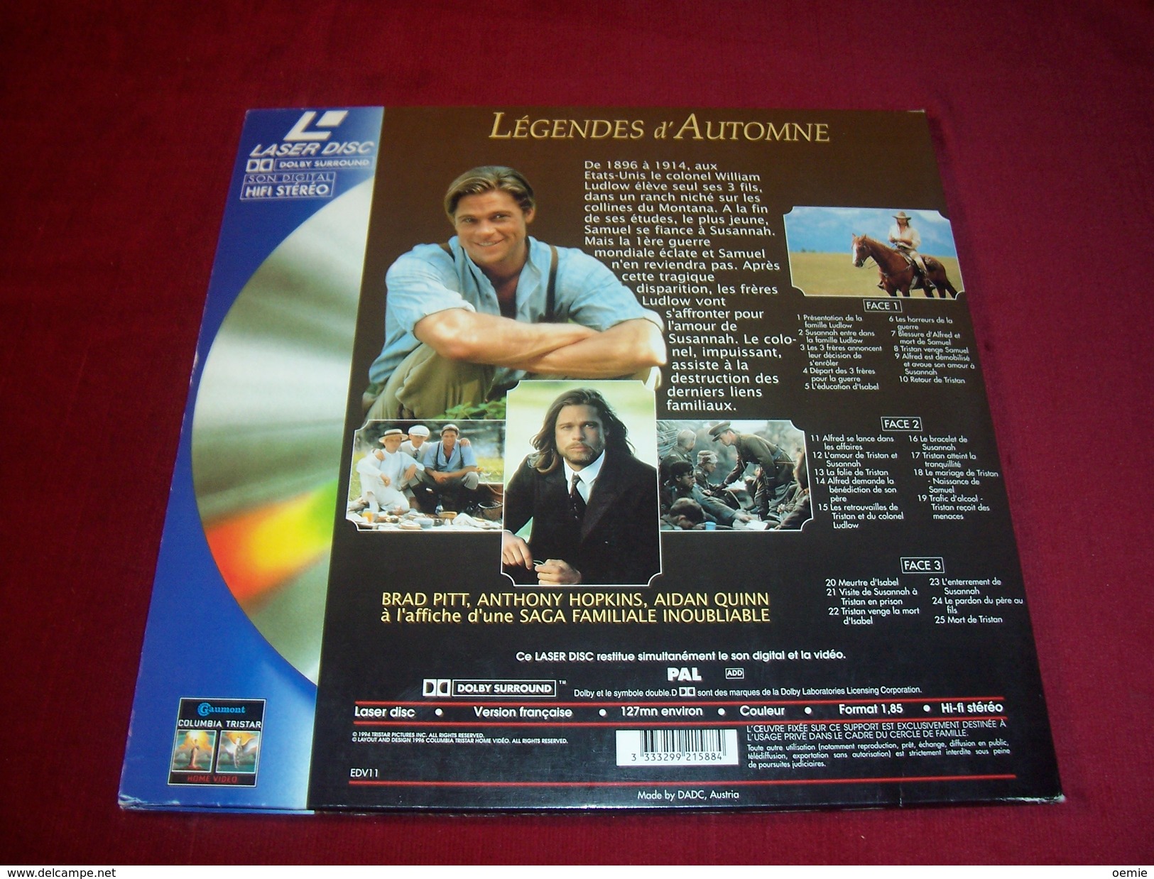 LASERDISC  CDV   °°°  LEGENDES  D' AUTOMNE - Otros