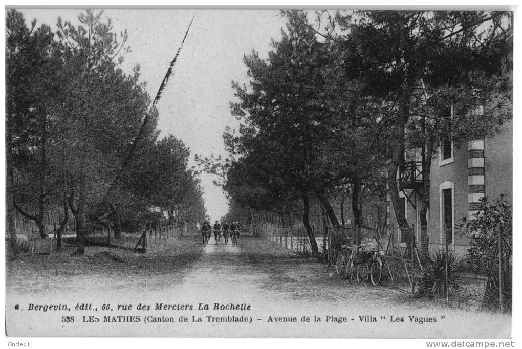 Les Mathes La Tremblade Villa Les Vagues Cyclistes Plage 1914  état Superbe - Les Mathes