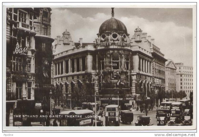 United Kingdom England Postcard The Strand And Gaiety Theatre London Sent To Denmark London 1-3-1939 - Other & Unclassified