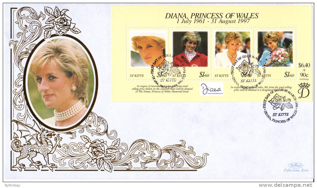 St. Kitts FDC Scott #438 Sheet Of 4 Diana Princess Of Wales - St.Kitts-et-Nevis ( 1983-...)