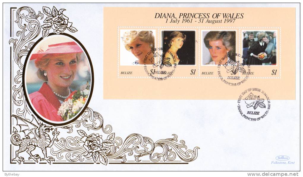 Belize FDC Scott #1091 Sheet Of 4 Diana Princess Of Wales - Belize (1973-...)