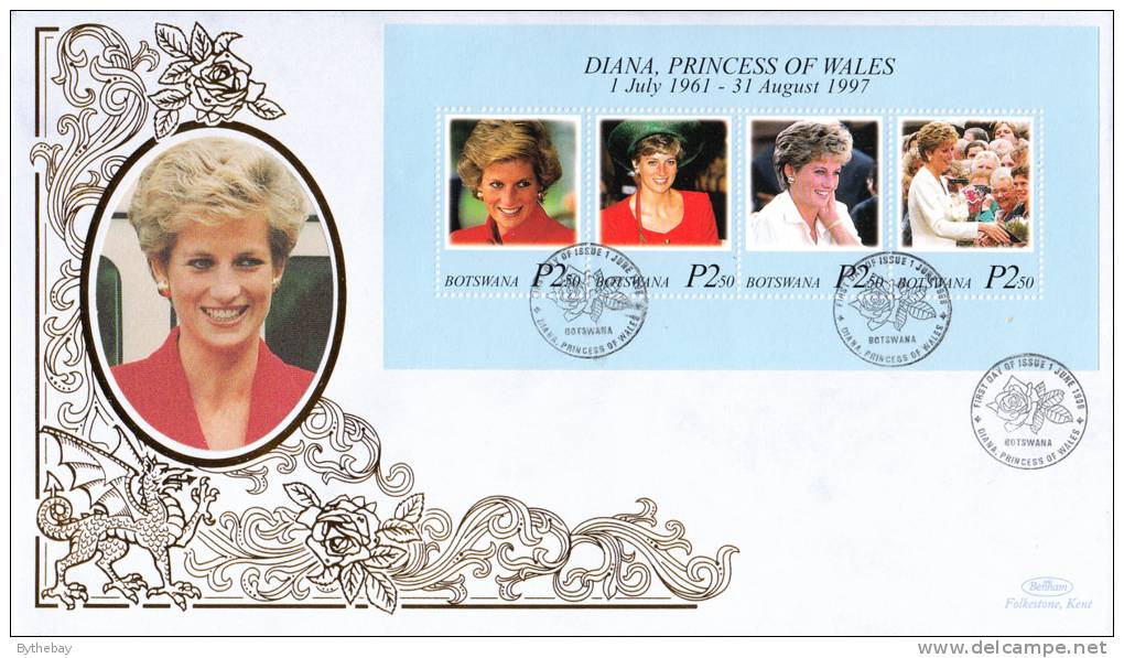 Botswana FDC Scott #663 Sheet Of 4 Diana Princess Of Wales - Botswana (1966-...)