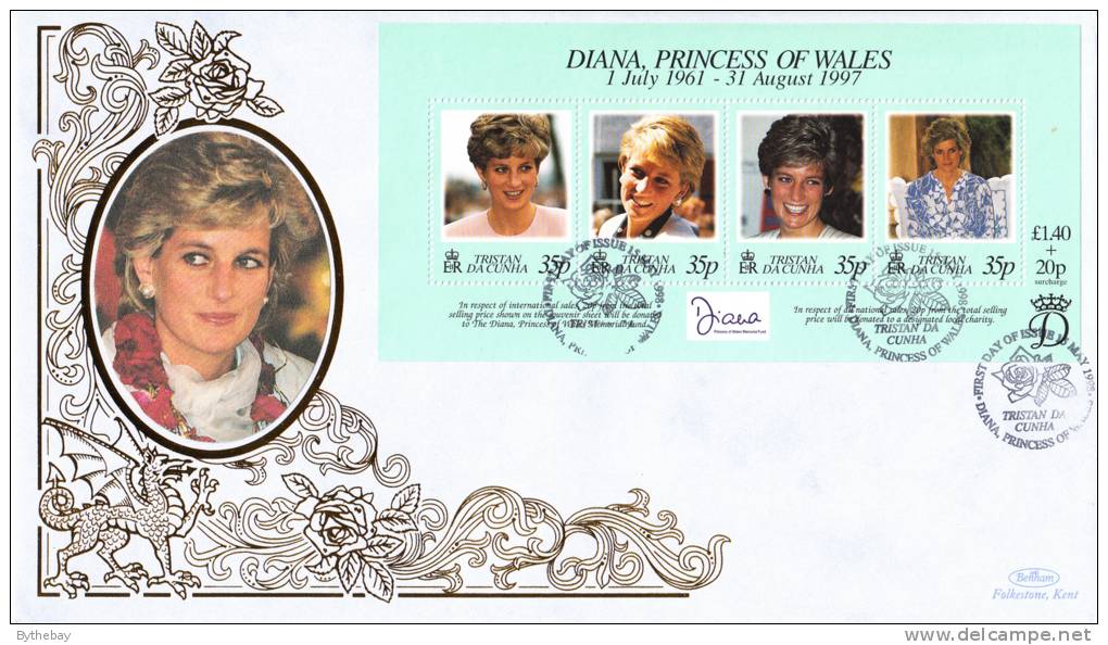 Tristan Da Cunha FDC Scott #618 Sheet Of 4 Diana Princess Of Wales - Tristan Da Cunha