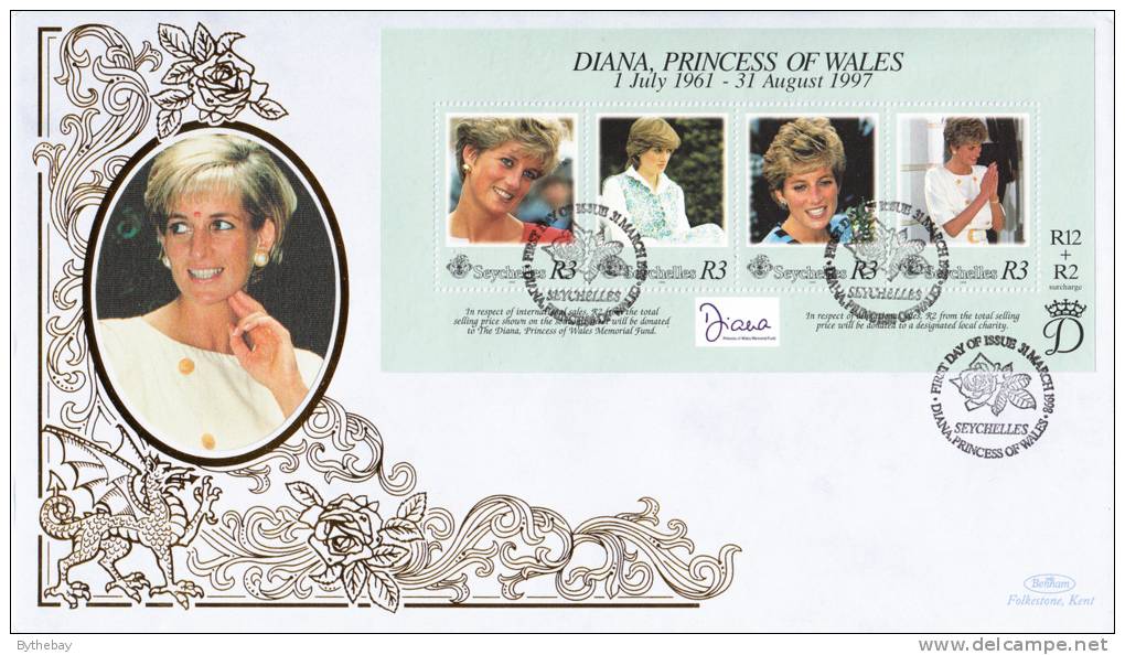Seychelles FDC Scott #802 Sheet Of 4 Diana Princess Of Wales - Seychelles (1976-...)