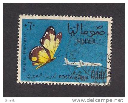 SOMALIA Butterflies Stamp On Watermark Paper, Very Fine Used Vfu - Fantasy Labels