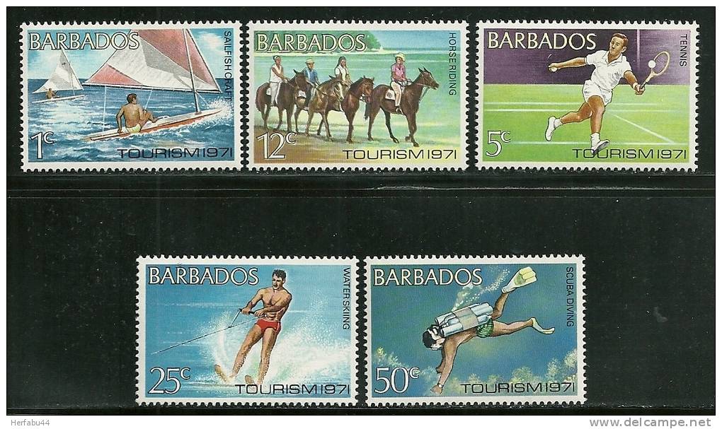 Barbados     "Sports"     Set     SC# 357-61  MNH** - Barbades (1966-...)