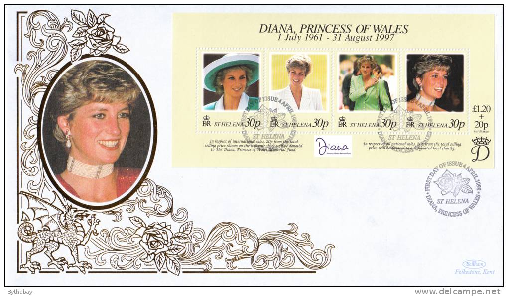 St. Helena FDC Scott #711 Sheet Of 4 Diana, Princess Of Wales - St. Helena