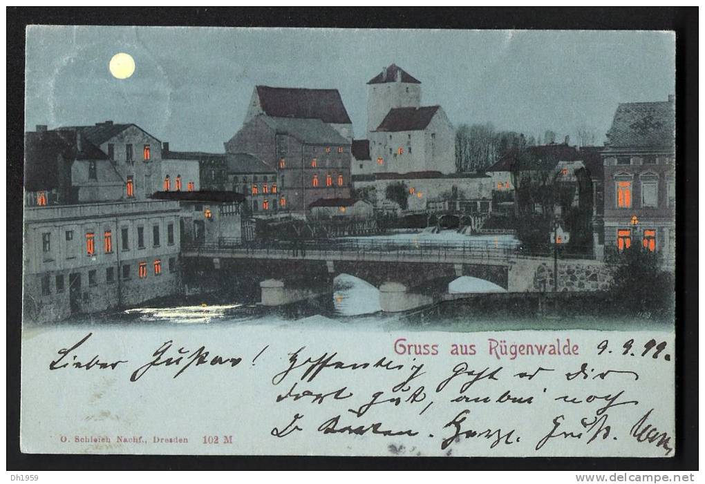 1899 GRUSS AUS RÜGENWALDE Nach MASSOW  LUNE MOND MOON HALTE GEGEN DAS LICHT ED. DRESDEN - Pommern