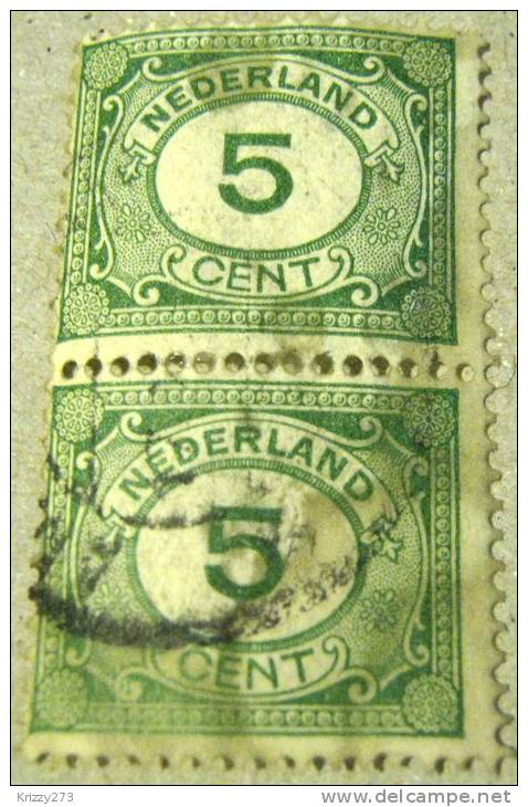 Netherlands 1921 Numerals 5c Pair - Used - Usati