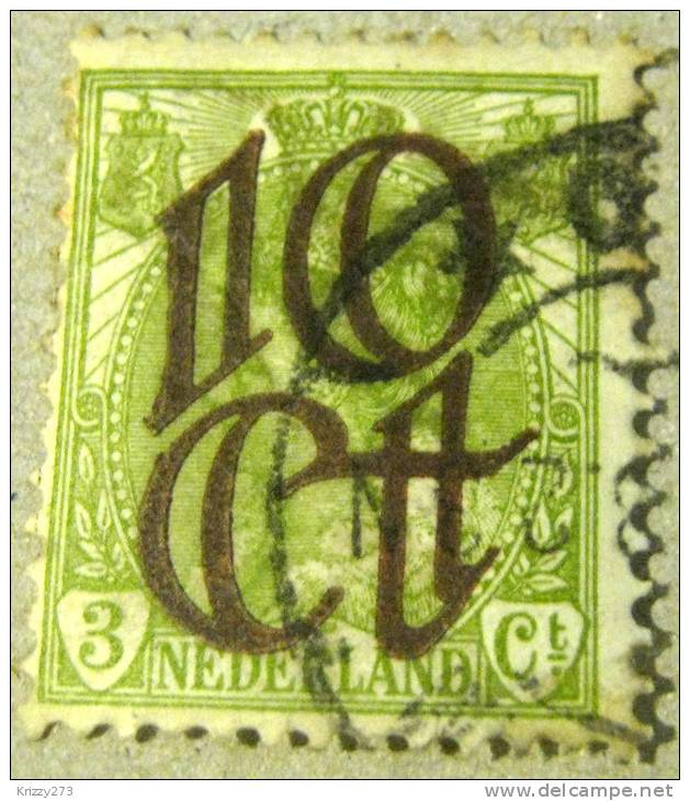Netherlands 1923 Queen Wilhelmina 3c Overprinted 10c - Used - Used Stamps