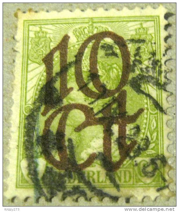 Netherlands 1923 Queen Wilhelmina 3c Overprinted 10c - Used - Used Stamps