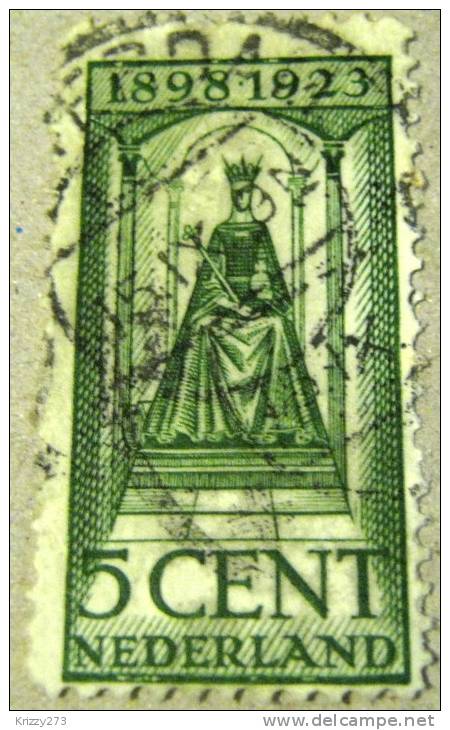 Netherlands 1923 Queens Accession 25th Anniversary 5c - Used - Usati