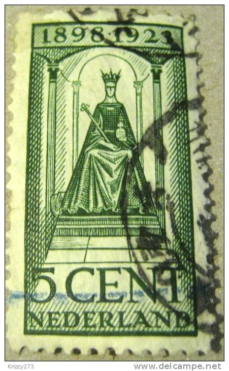 Netherlands 1923 Queens Accession 25th Anniversary 5c - Used - Usati
