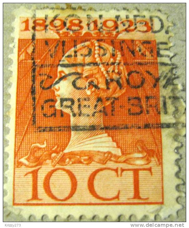 Netherlands 1923 Queens Accession 25th Anniversary 10c - Used - Usati