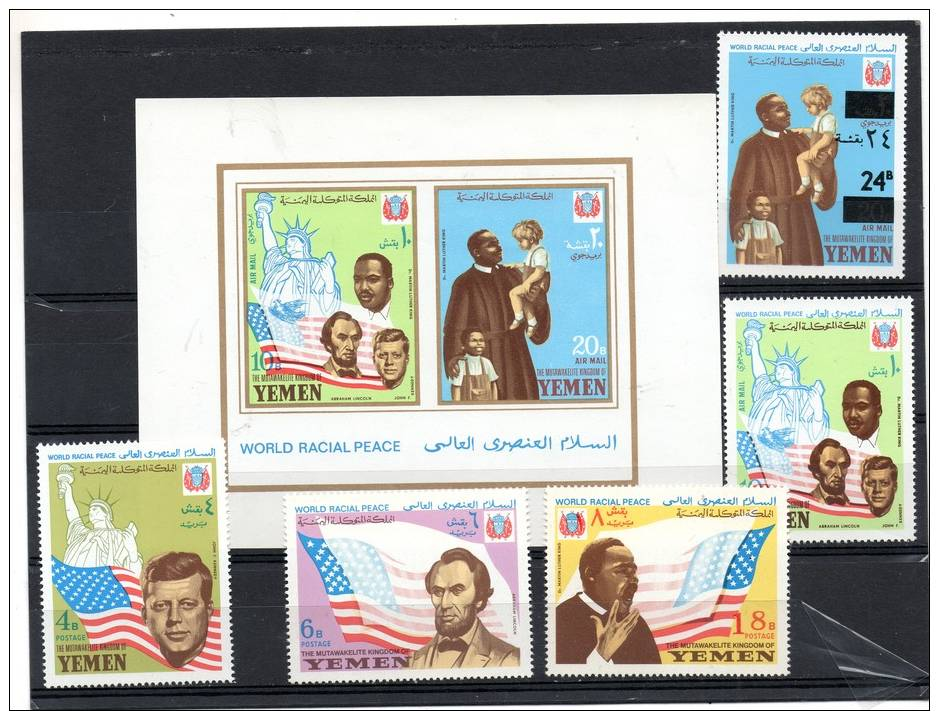 YEMEN 1968 WORLD RACIAL PEACE 5 V. + S/S MNH**  (6626) - Yemen