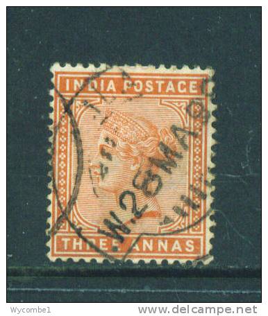 INDIA  -  1882  Queen Victoria  3a  Used As Scan - 1882-1901 Empire