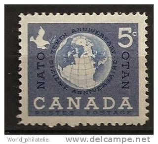 Canada 1959 N° 311 ** OTAN, Planisfère, Oiseau, Colombe, 10eme Anniversaire - Ongebruikt
