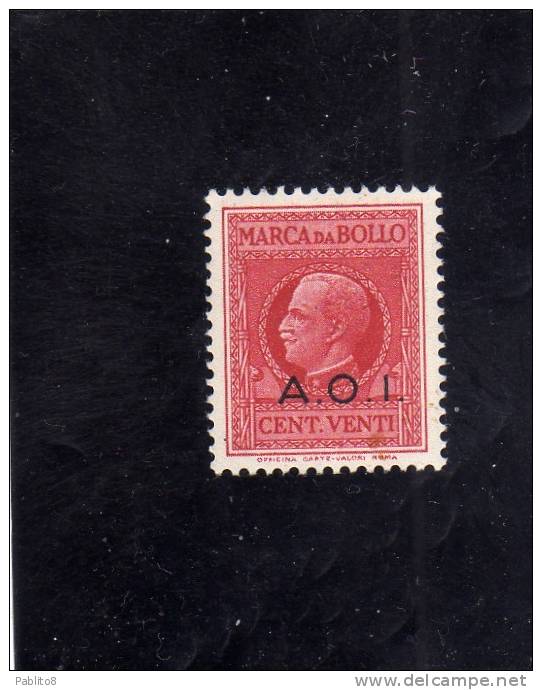 AOI AFRICA ORIENTALE ITALIANA MARCA DA BOLLO 20 C MNH - Africa Orientale