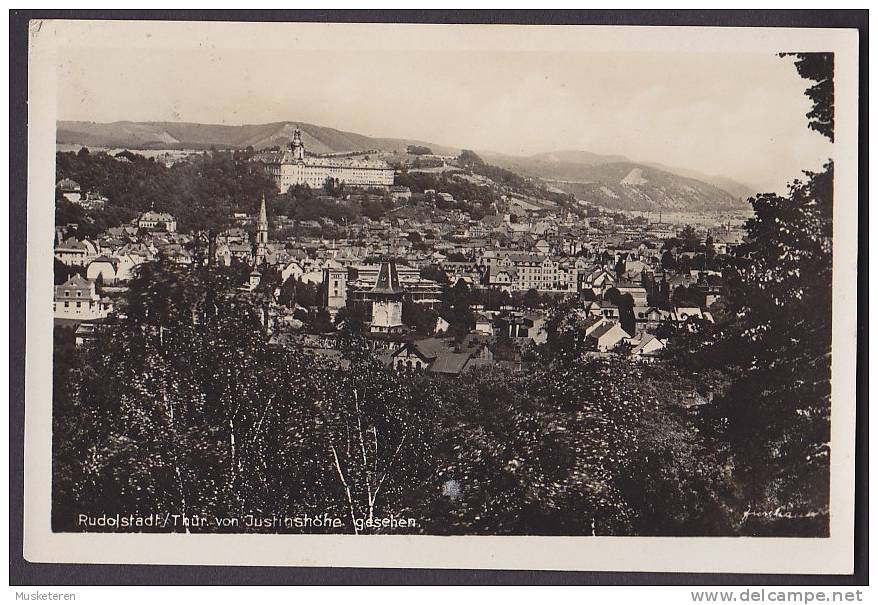 Germany PPC Rudolstadt Von Justinshöhe Gesehen Deluxe SCHWARZA (Saale) 1942 Echte Real Photo Véritable (2 Scans) - Rudolstadt