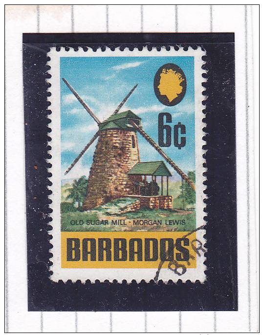 BARBADOS 1970 6c OLD SUGAR MILL MULTICOLOURED (SS689) USED - Barbados (1966-...)