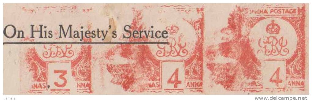 EMA / Meter Franking, GB Type Meter Mark, On His Majesty's Service, 1947, Very Rare, India - Storia Postale