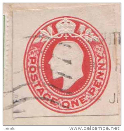 King Edward, GB / Great Britain Postal Stationery Cutout Used On Cover - Errors, Freaks & Oddities (EFOs