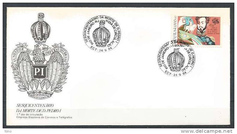 Brazil. Scott # 1954 FDC. 150th. Anniv. Death Of Dom Pedro. Joint Issue With Portugal 1984 - Emissioni Congiunte