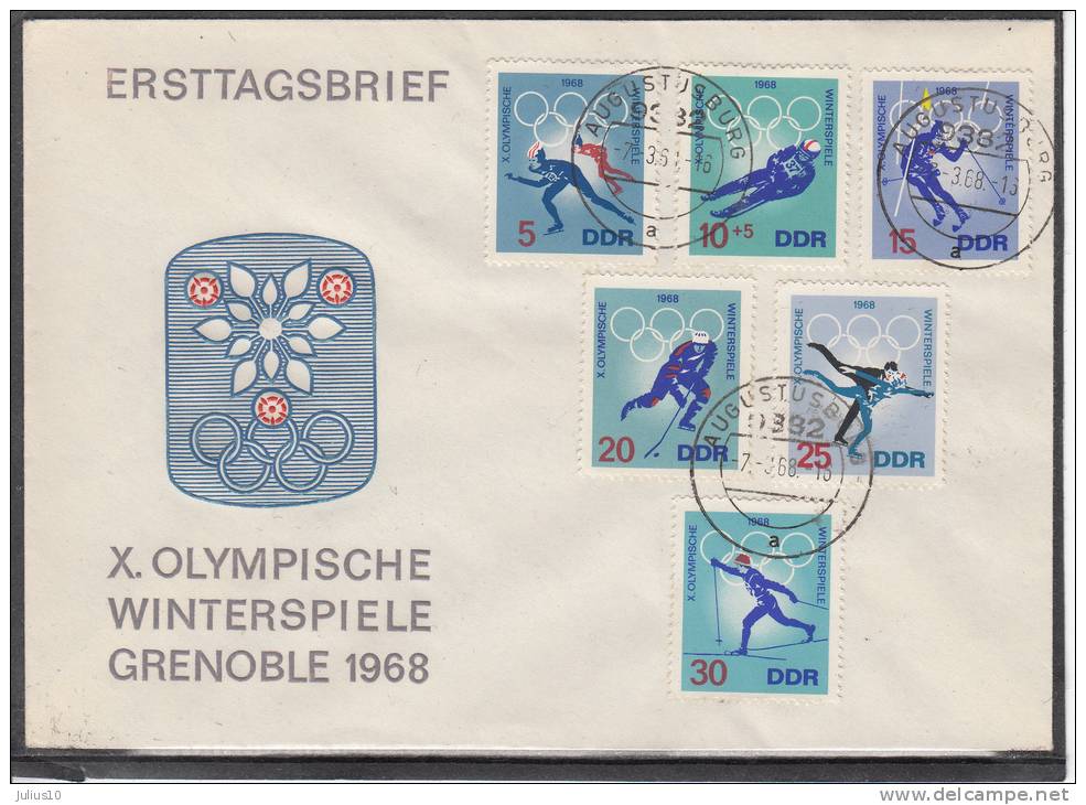 EAST GERMANY DDR 1968 Winter Olympic Games Grenoble Mi 1335-1340 Cover #13790 - Hiver 1968: Grenoble