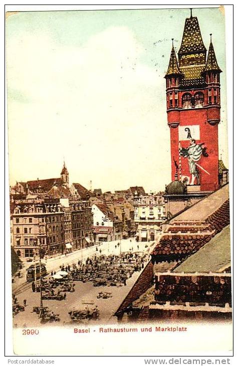 Basel - Rathausturm Und Marktplatz - Sonstige & Ohne Zuordnung