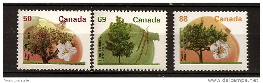 Canada 1994 N° 1356 / 8 ** Courant, Arbre, Fruit, Fleur, Abricot, Abricotier, Westcot, Pommier, Fameuse, Caryer Ovale - Neufs