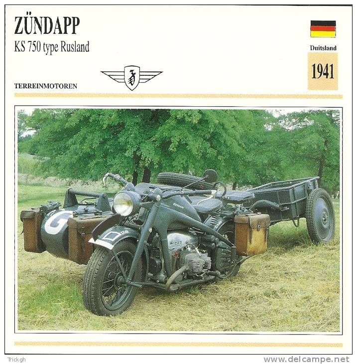 Moto Carte Collectioneur Collector Card Edito-Service / Zündapp Side-car Rusland Wehrmacht - Sonstige & Ohne Zuordnung