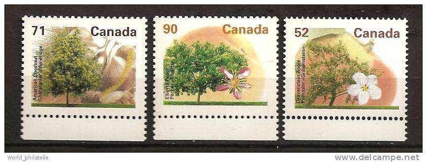 Canada 1995 N° 1419 / 21 ** Courant, Arbre, Fruit, Fleur, Pommier, Gravenstein, Châtaignier D´Amérique, Pêcher, Elberta - Neufs