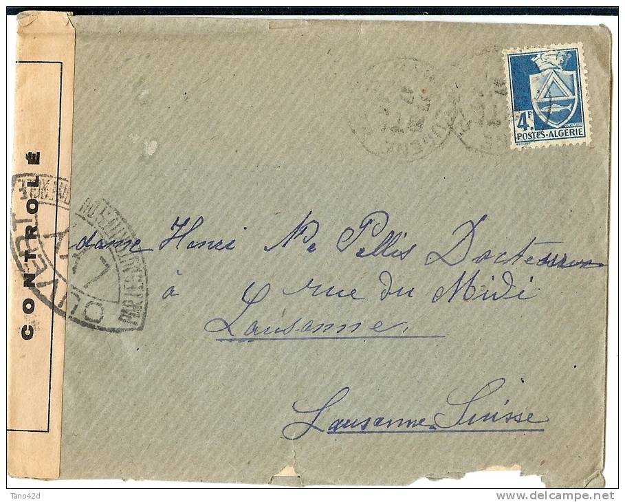 REF LBRCHA1 - ALGERIE - LETTRE ST. EUGENE / LAUSANNE 17/4/1945 CENSUREE - COMPLETE DE SA CORRESPONDANCE - Brieven En Documenten