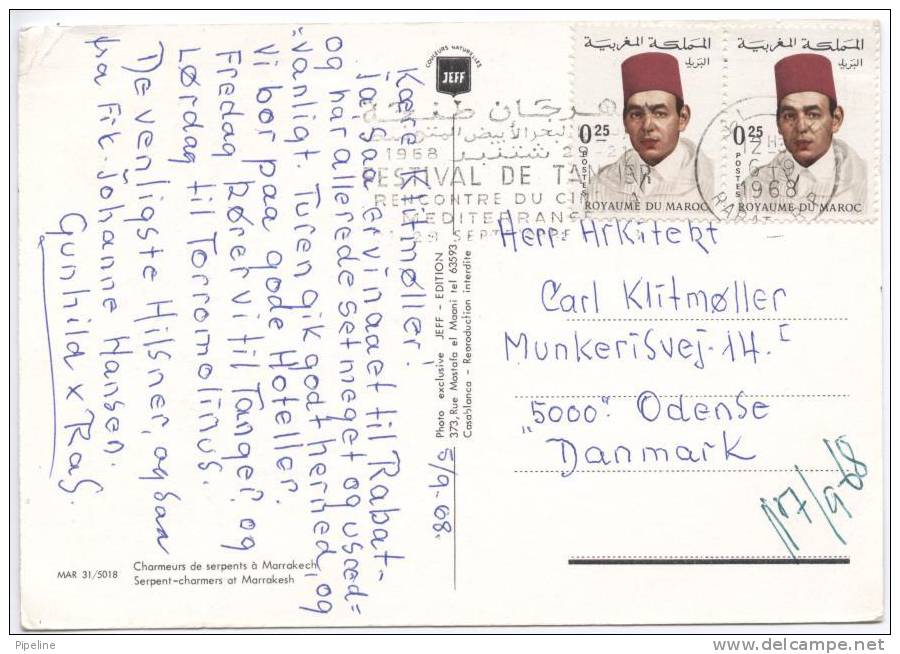 Morocco Postcard Marrakesh Sent To Denmark 6-9-1968 - Marrakesh