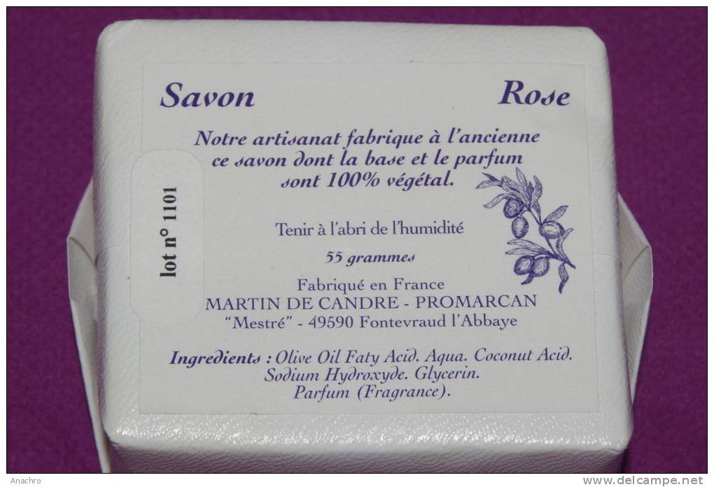 SAVON ARTISANAL ESSENCE DE ROSE 55 G " CHATEAU DE RIVAU " Et Ses Jardins De Contes De Fées - Produits De Beauté