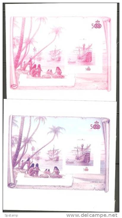 St Vincent Grenadines 1988 $6 Columbus Miniature Sheet Colour Separation Imperforate Proofs X 5 Different MNH - St.Vincent Y Las Granadinas